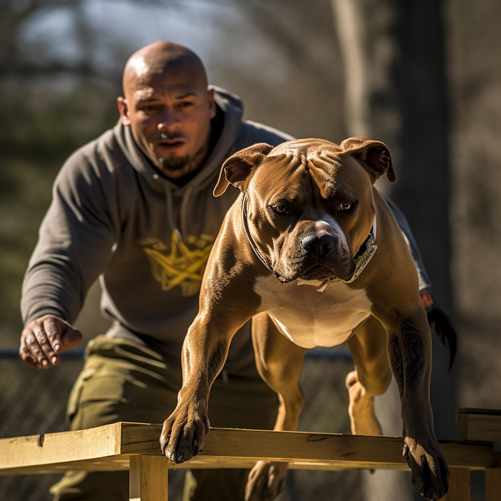 Pit Bull on agility course